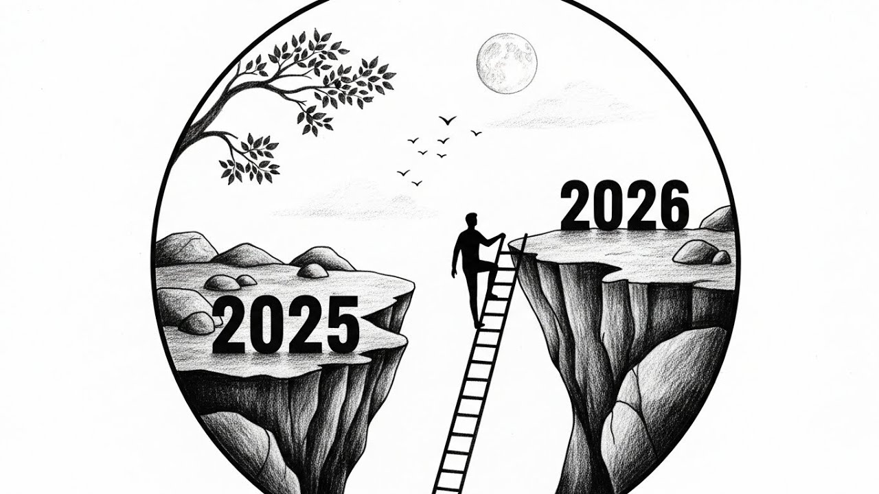 New Year 2026 Drawing | 2025 to 2026 Art | Pencil Sketch