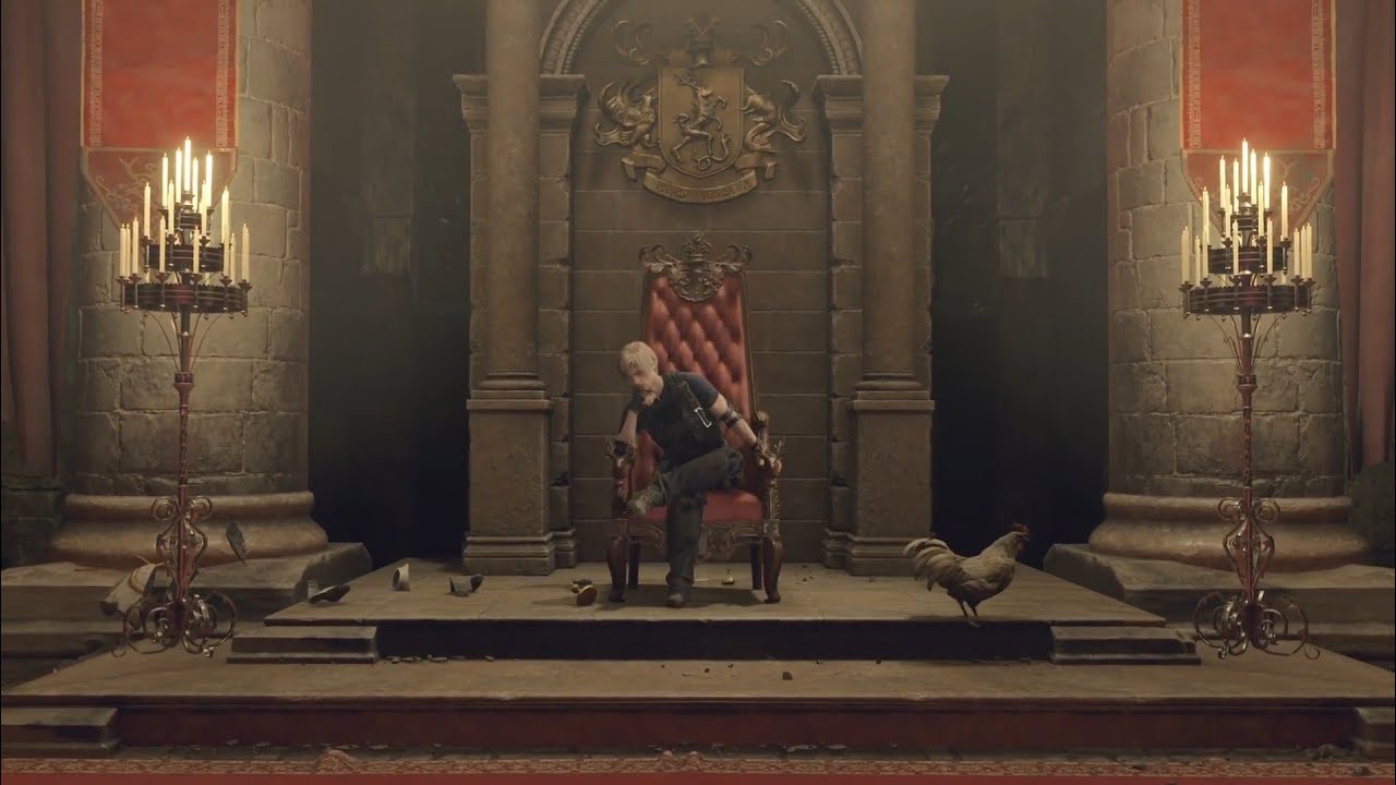 Resident Evil 4 Leon S Kennedy Sits On Throne