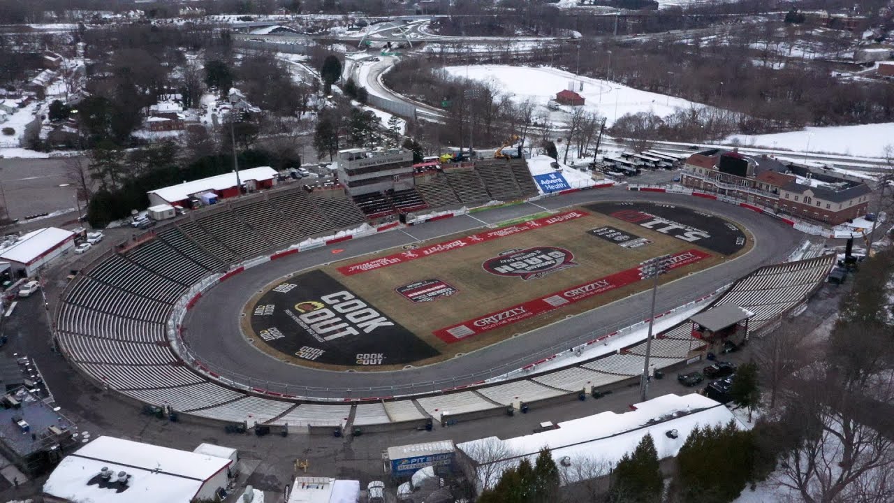 DRONE VIDEO OVER BOWMAN GRAY AFTER SNOW REMOVAL BEFORE CLASH