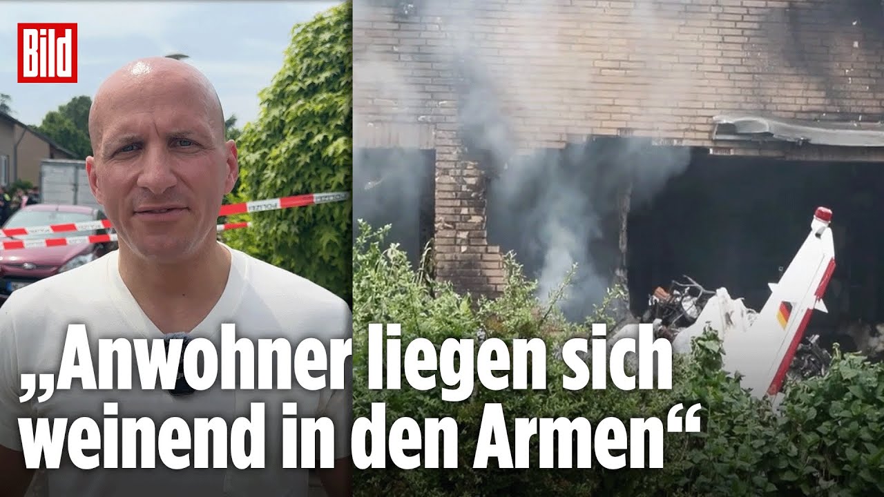 Kleinflugzeug abgestürzt: BILD an der Unfallstelle in Korschenbroich (NRW)