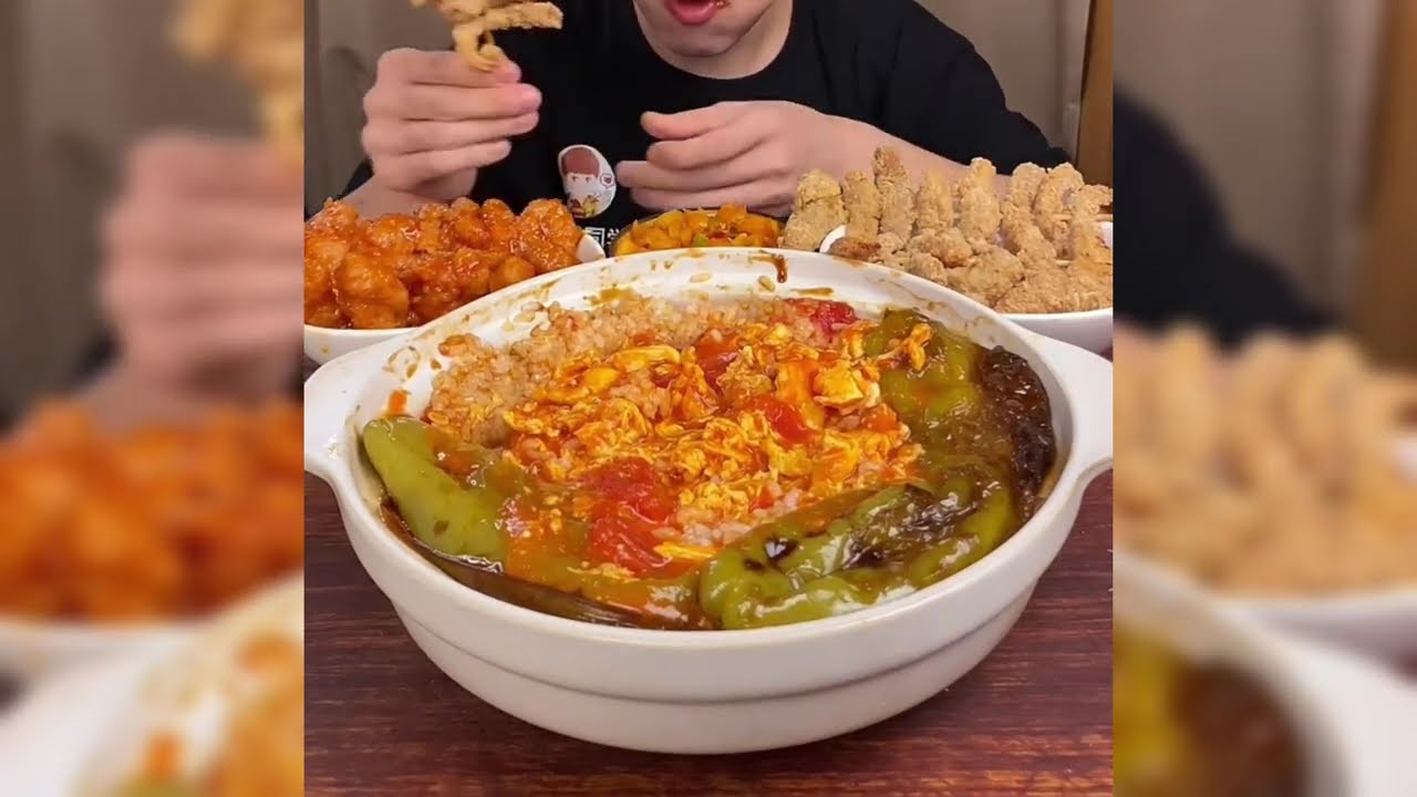 MUKBANG ASMR | 🌶️One bite of a tiger skin chili pepper! Hiss~ Not spicy!