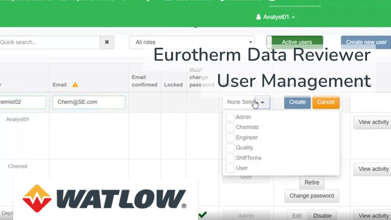 Eurotherm Data Reviewer User Management