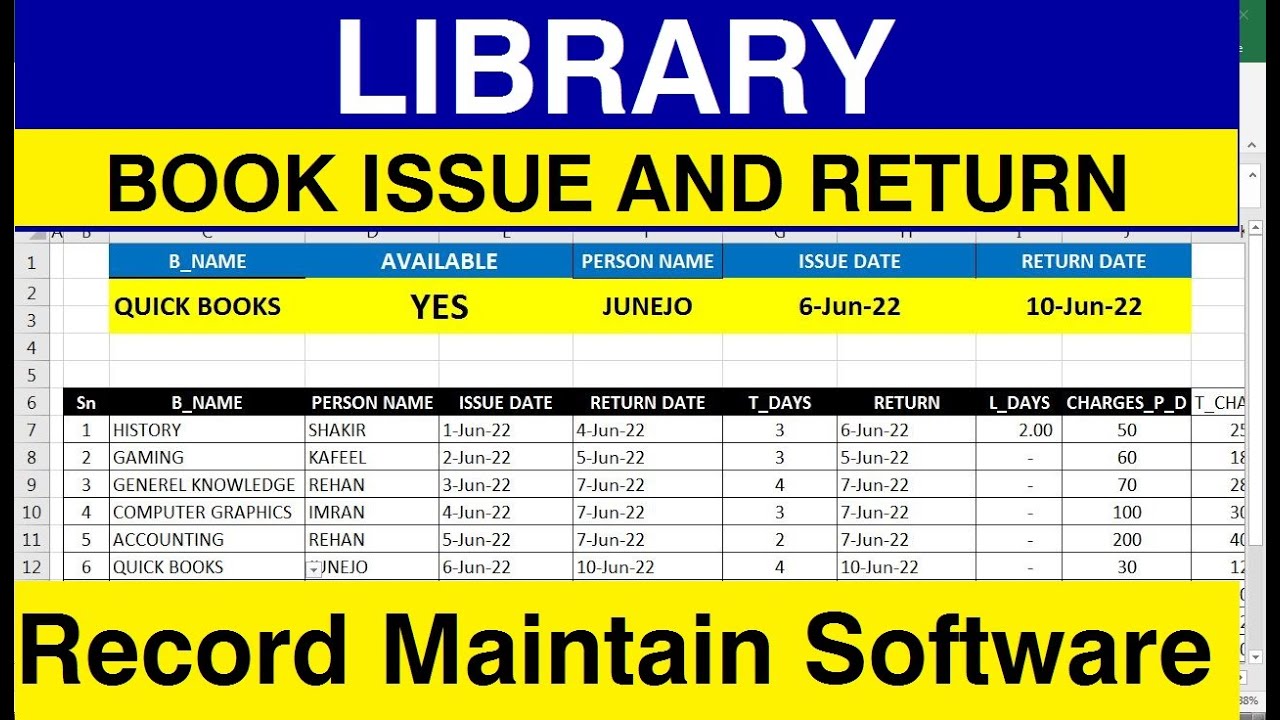 How To Make library book management excel excel | library database template Sheet