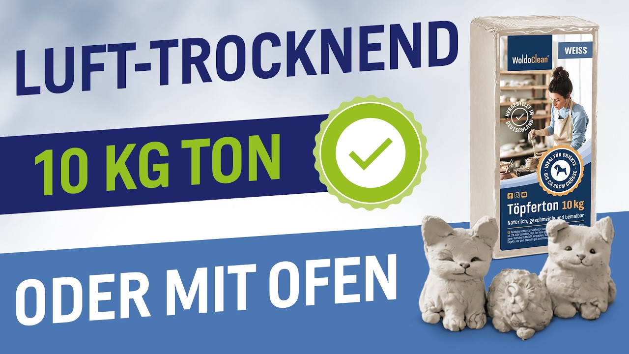 10kg Töpferton Weiss / Luft Trocknend oder Brennofen / Kinder-Ton Töpfern mit Modelliermasse