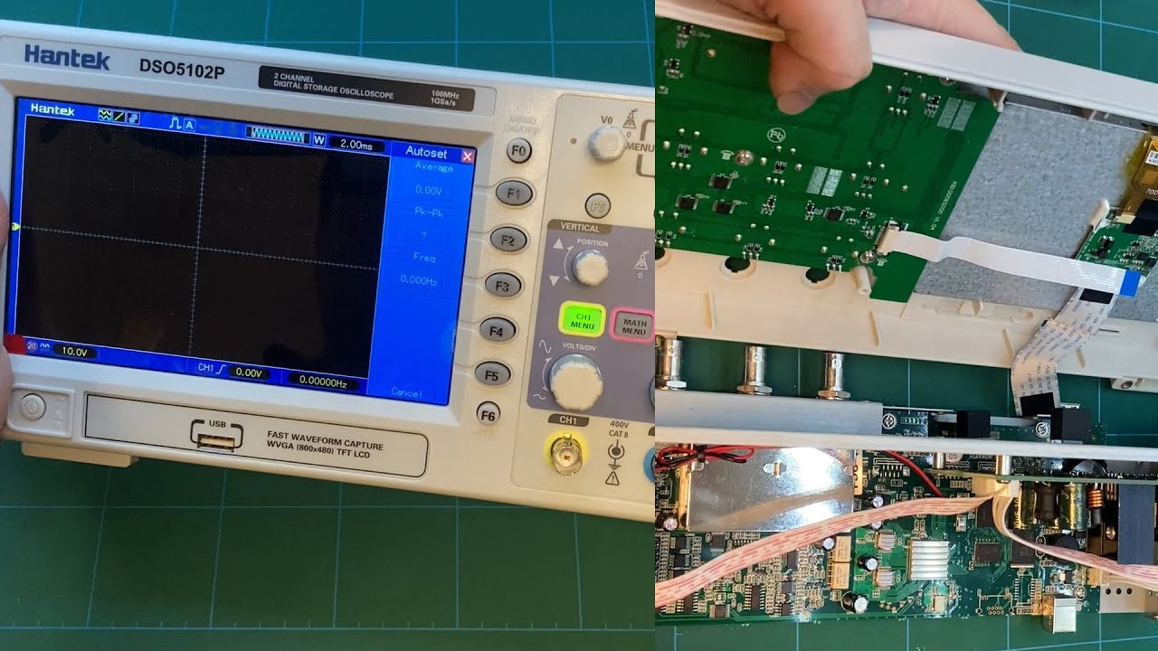 Hantek DSO5102P Oscilloscope disassembly and faulty key interface board replace