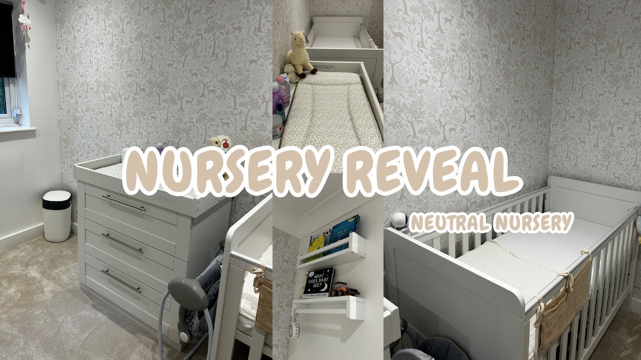 Neutral Nursery Reveal for baby girl UK, Small nursery layout