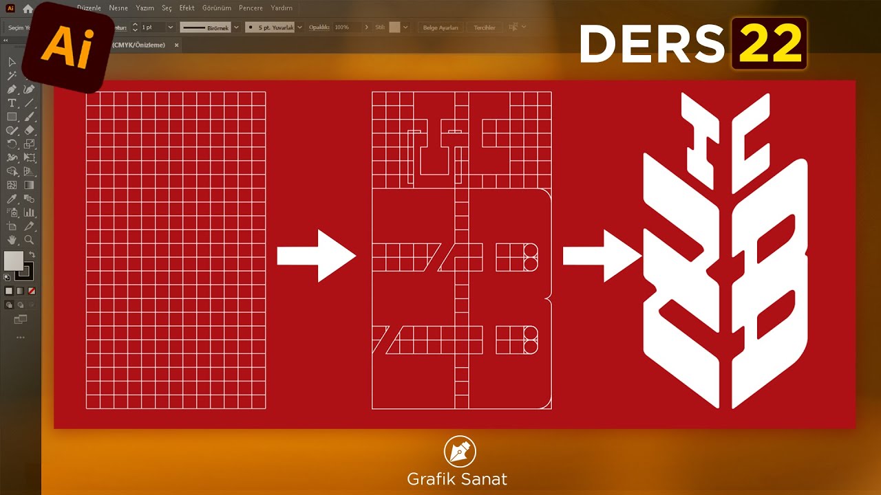 Adobe Illustrator Dersleri  cc 2022 / Minimal logo tasarımı Nasıl yapılır 22