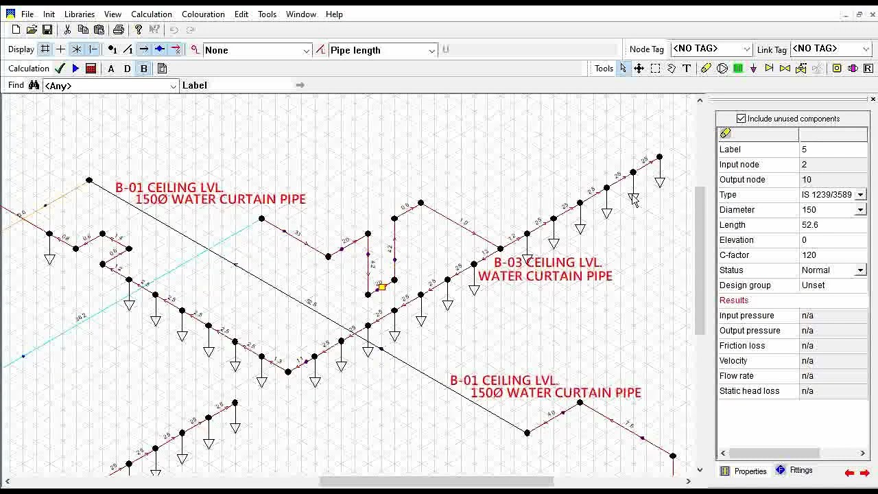 Water curtain calculation & Isometric using PIPENET software | Sprinkler hydraulic calculation