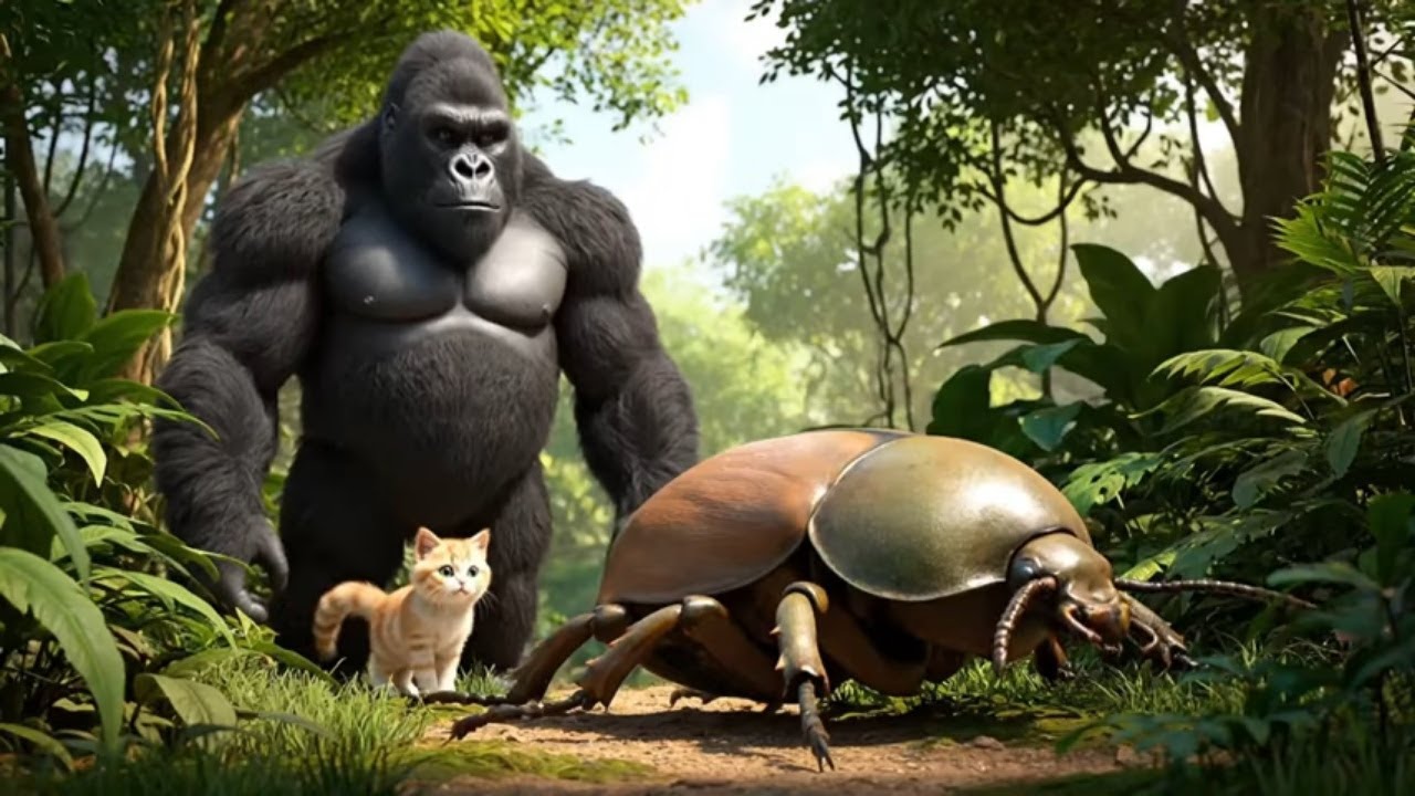 🐱Kitten Meets King Kong from Thousands of Years Ago – What Happened?