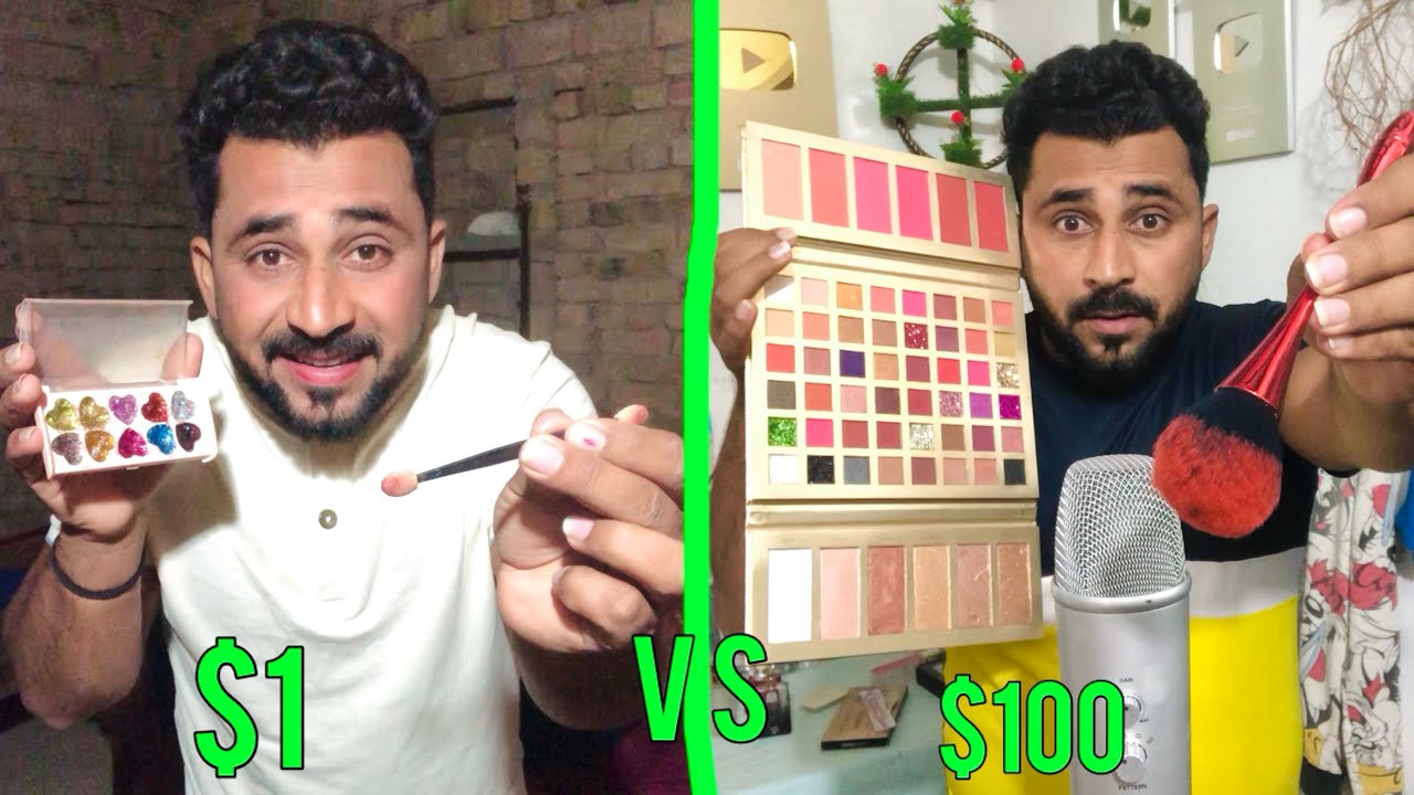 $1 Makeup VS $100 Makeup [ASMR] 