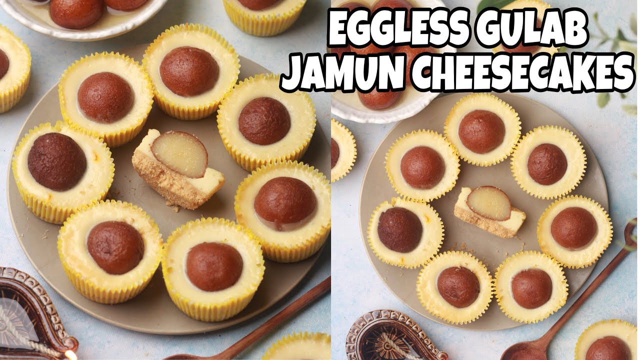 Best Mini cheesecakes ever - Eggless Gulab Jamun Baked cheesecake cups | Diwali Festive Recipe |