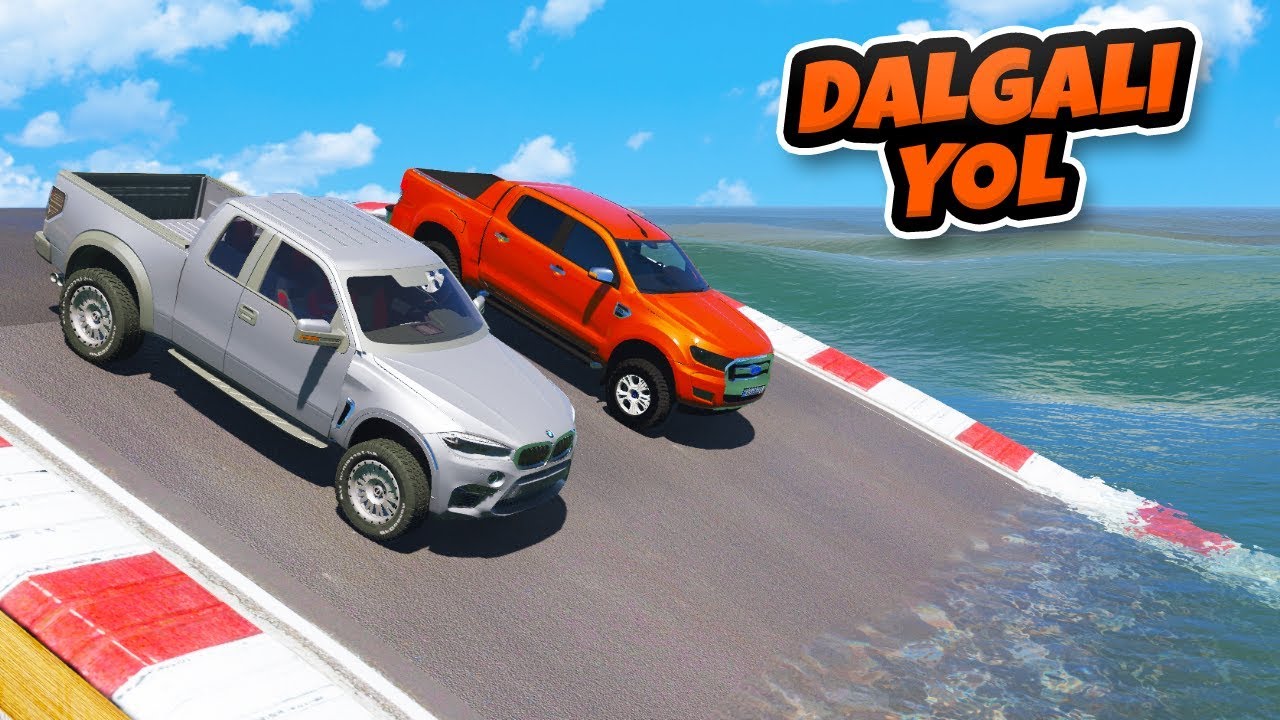 Muhteşem Pikap Arabalar Dalgalı Yol Parkurunda - GTA 5