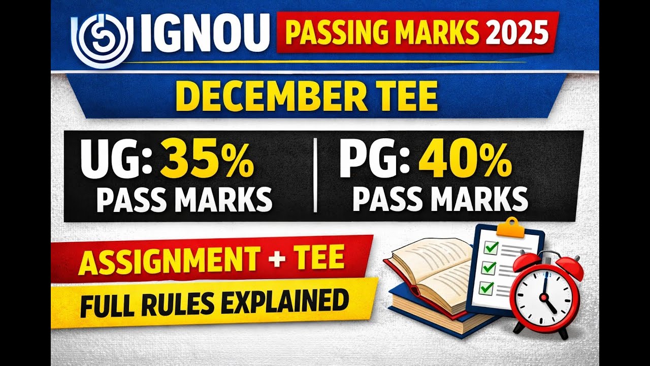 IGNOU Passing Marks 2025 | December TEE | UG & PG Complete Rules Explained 