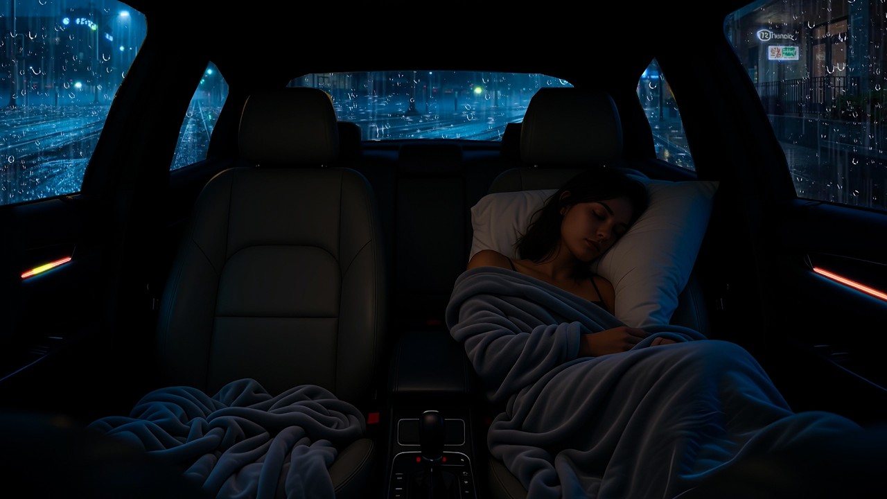 Heavy Rain on Car Roof at Midnight 🌧️ Deep Sleep Rain Sounds for Relaxation and Stress Relief