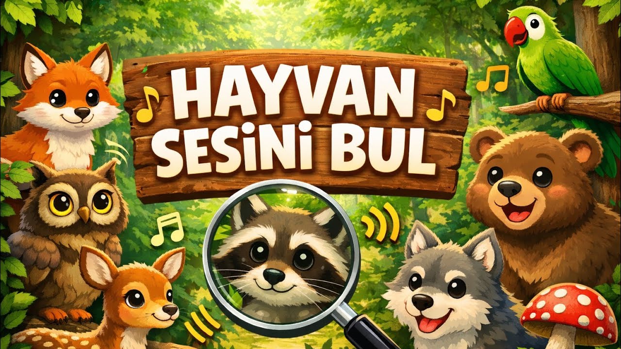 Orman Hayvanları – Sesini Bul Oyunu 🎧🦁| Eğitici Video | Çocuklar için Sesli Oyun