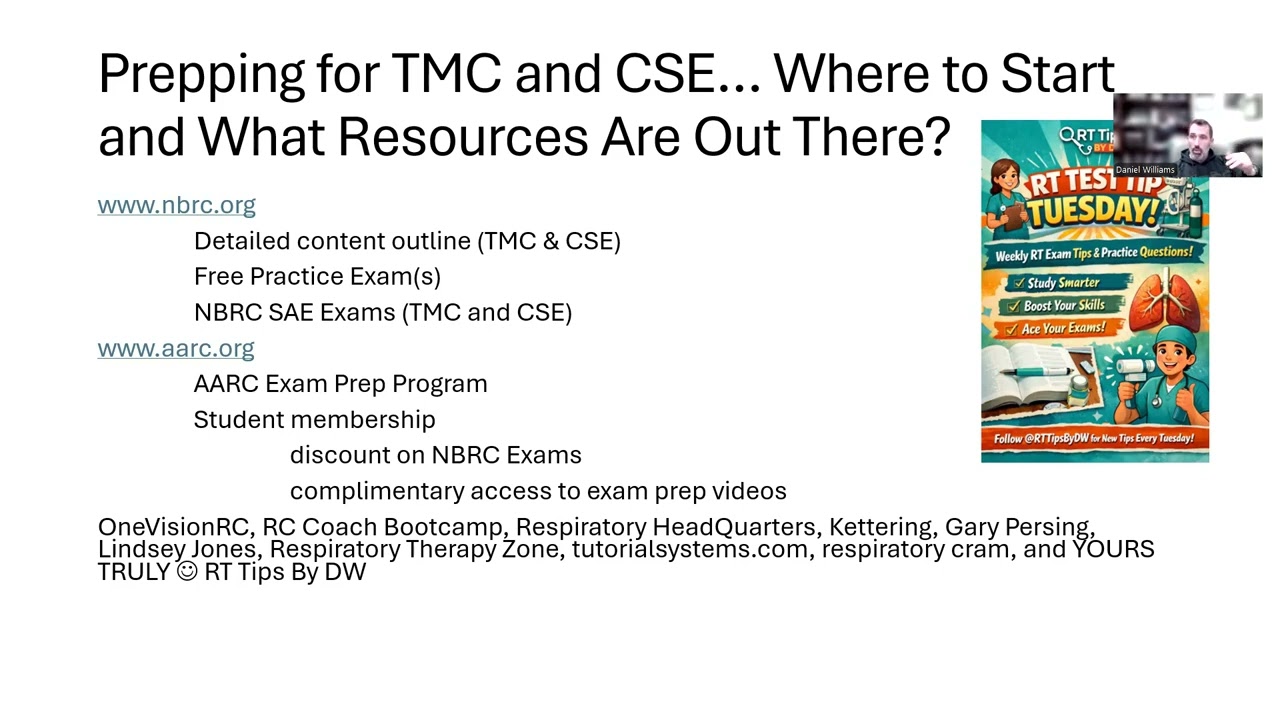 Tips for preparing for the NBRC TMC and CSE Exams