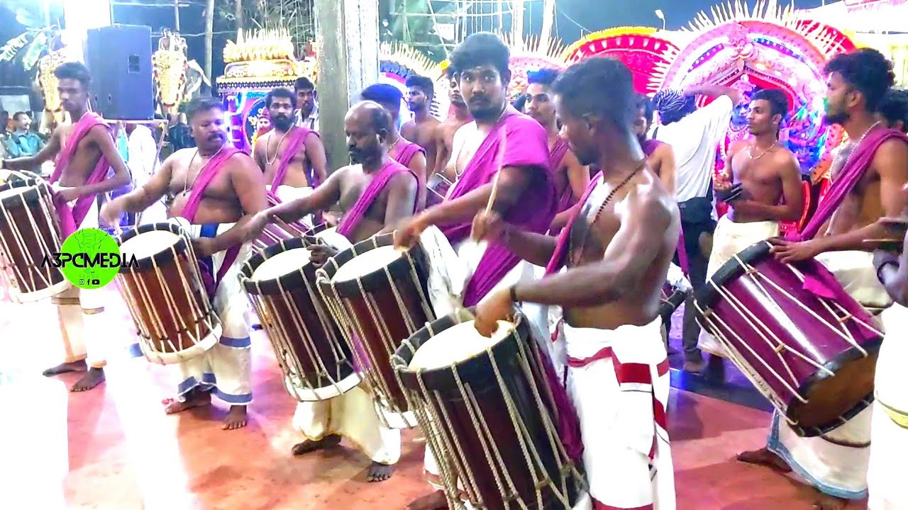 Karikkakom chendamelam team performing at chellamangalam devi temple.