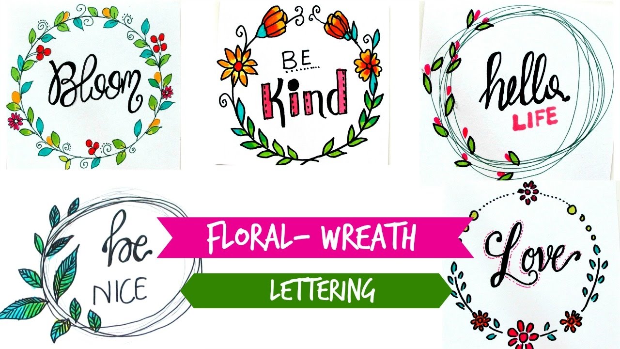 Draw floral wreath + lettering
