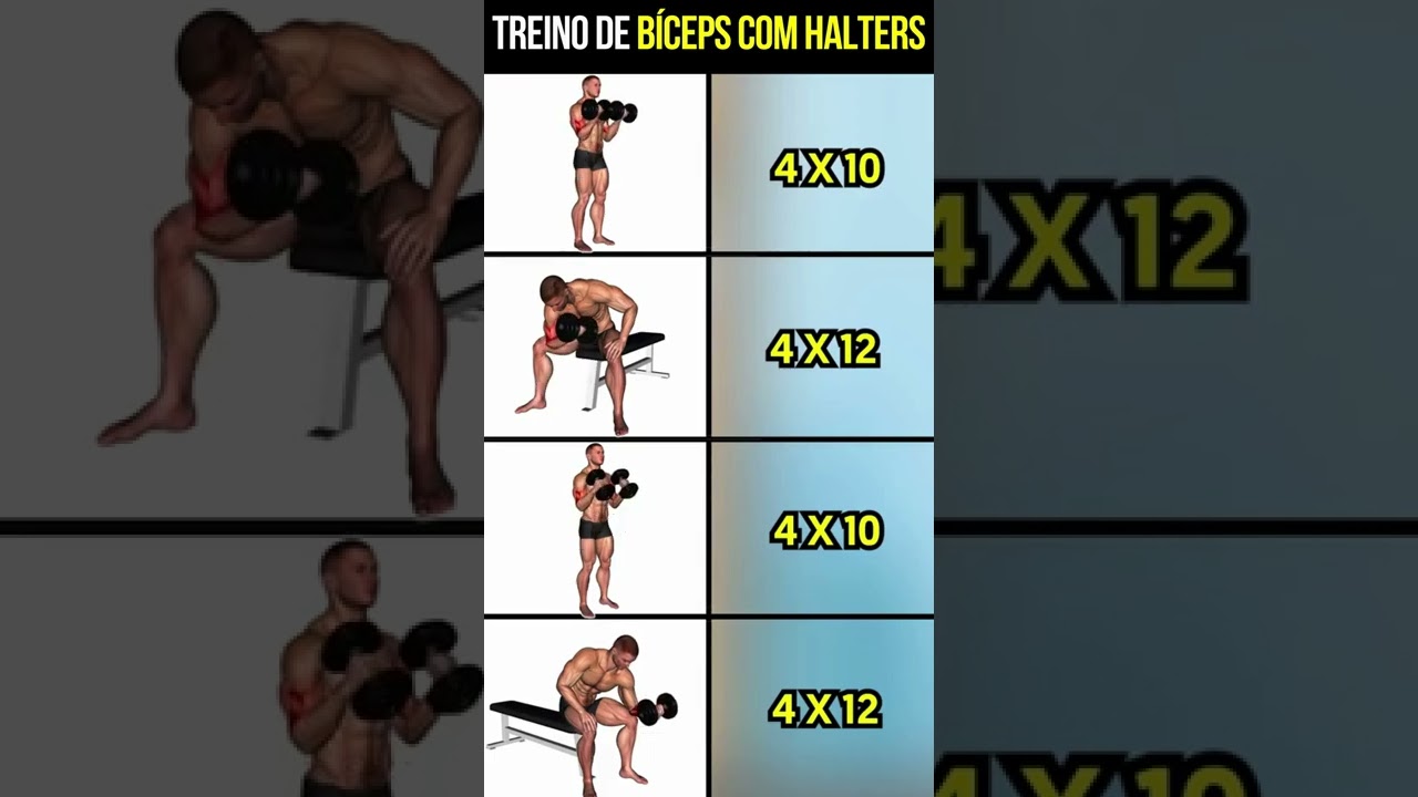 Treino de b&iacute;ceps com halteres | TREINO DE  MUSCULA&Ccedil;&Atilde;O #shorts