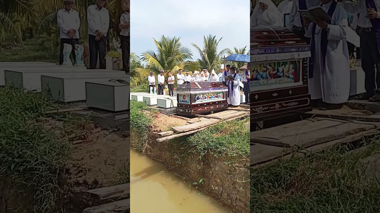 thánh lễ an táng ông Micae Huỳnh Văn Tiếng  tại  quê nhà. giáo xứ Rạch Vồn  (Định Bình)