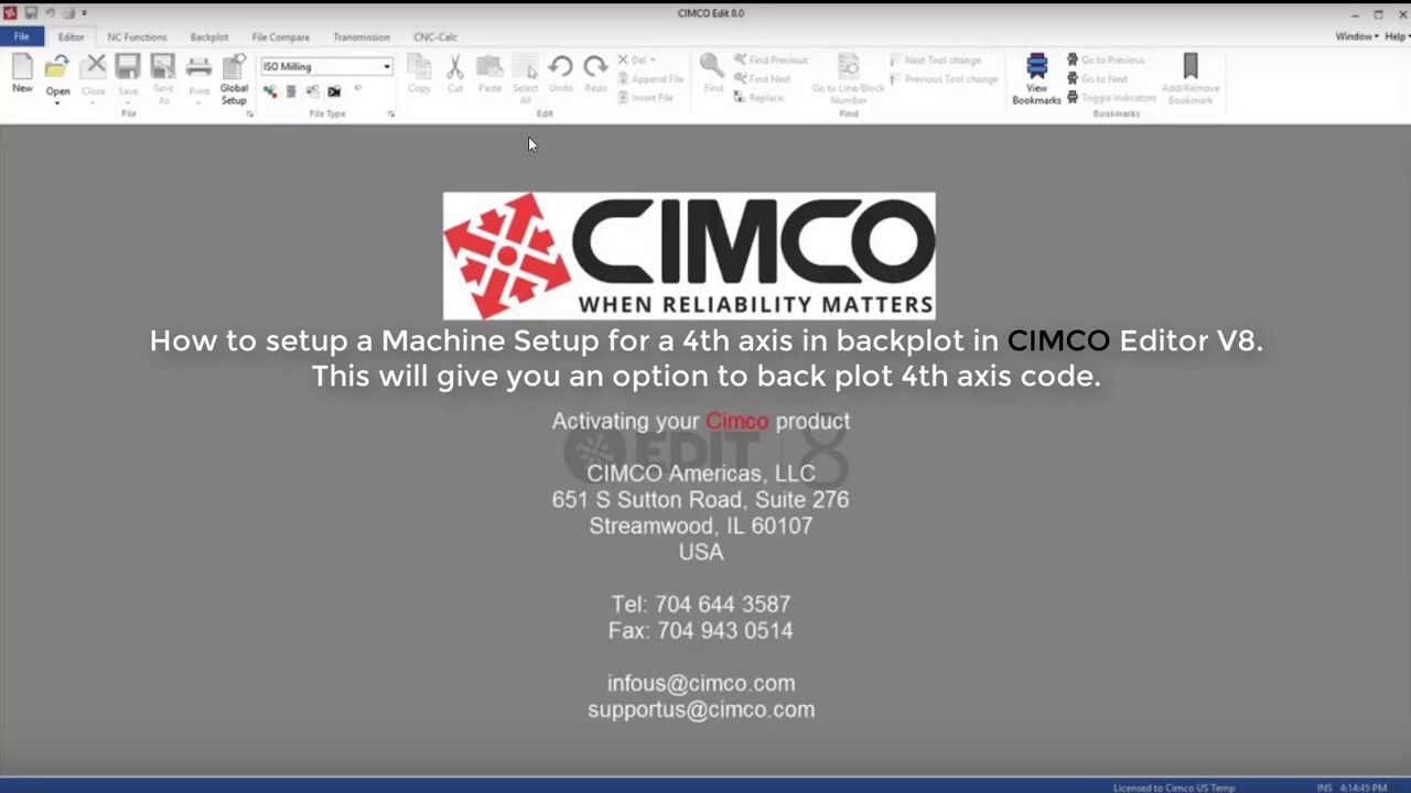 CIMCO Setting up a 4th axis machine