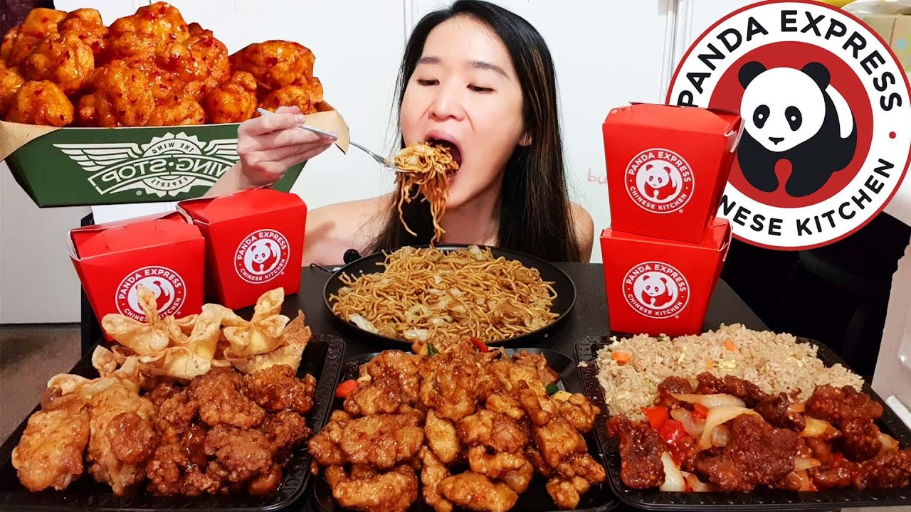 Panda Express Blowout! Wingstop Orange Szechuan Chicken, Chow Mein, Beijing Beef, Noodles - Mukbang