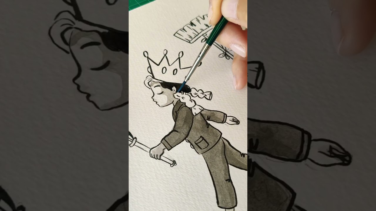 Drawing children with ink #digitalartist #inkpainting #childrensart