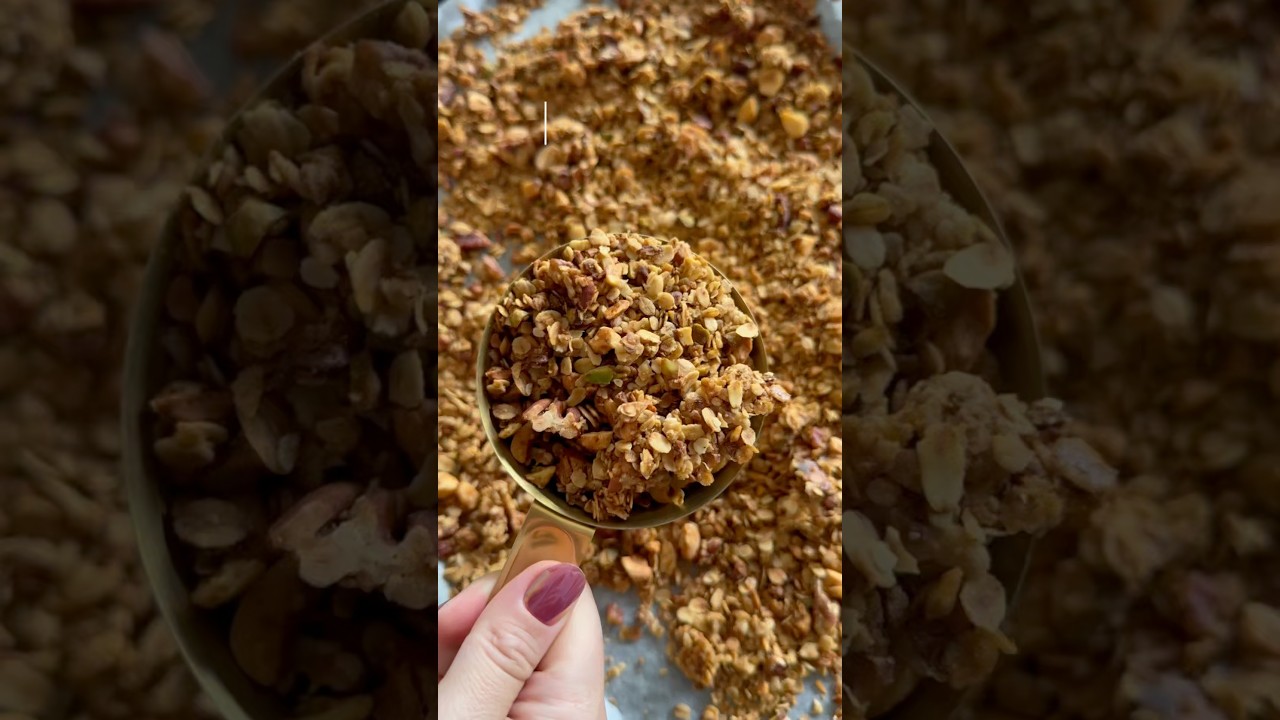 Skořicov&aacute; granola. Pro recept napi&scaron;te  do koment&aacute;ře slovo RECEPT. #granola #skorice #breakfast