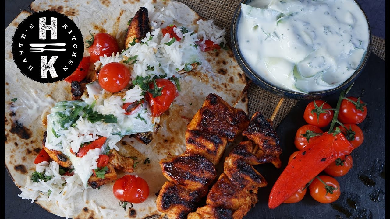 Healthy Chicken Kebab with cucumber yogurt