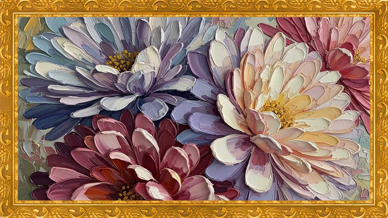 Detailed Layered Petals – Classic Botanical Oil Artwork