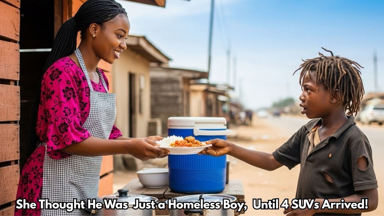 A Roadside Food Seller Fed a Homeless Boy Every Day, One Day, 4 SUVs Pulled Up to Her Shop