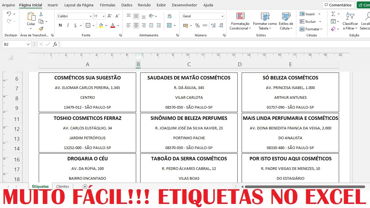 Excel - Etiquetas Adesivas ou Não (muito fácil)