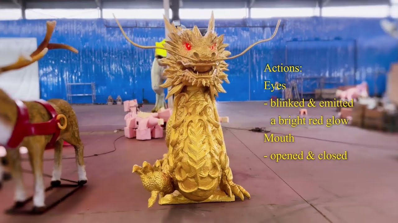 Golden Chinese Dragon : Laser Eyes & Roaring Sound | Industrial-Grade for Resorts/Malls