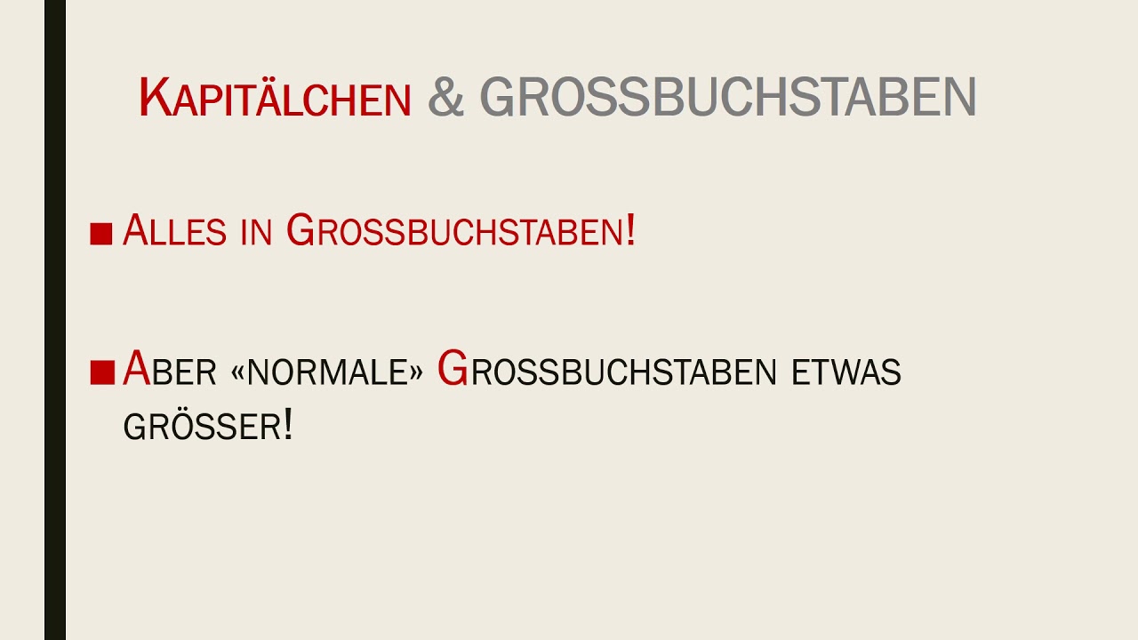 WORD - Schriftart - Kapit&auml;lchen und Grossbuchstaben