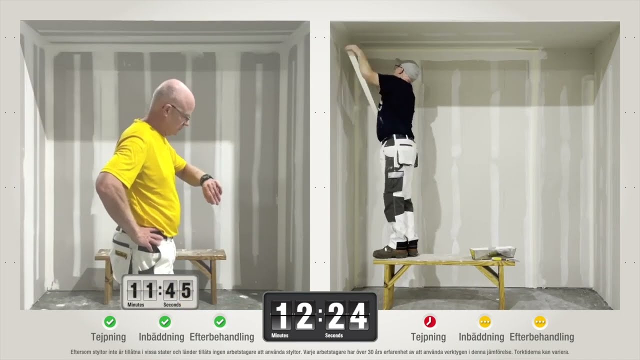 Spackla med TapeTech spackelverktyg vs att spackla för hand