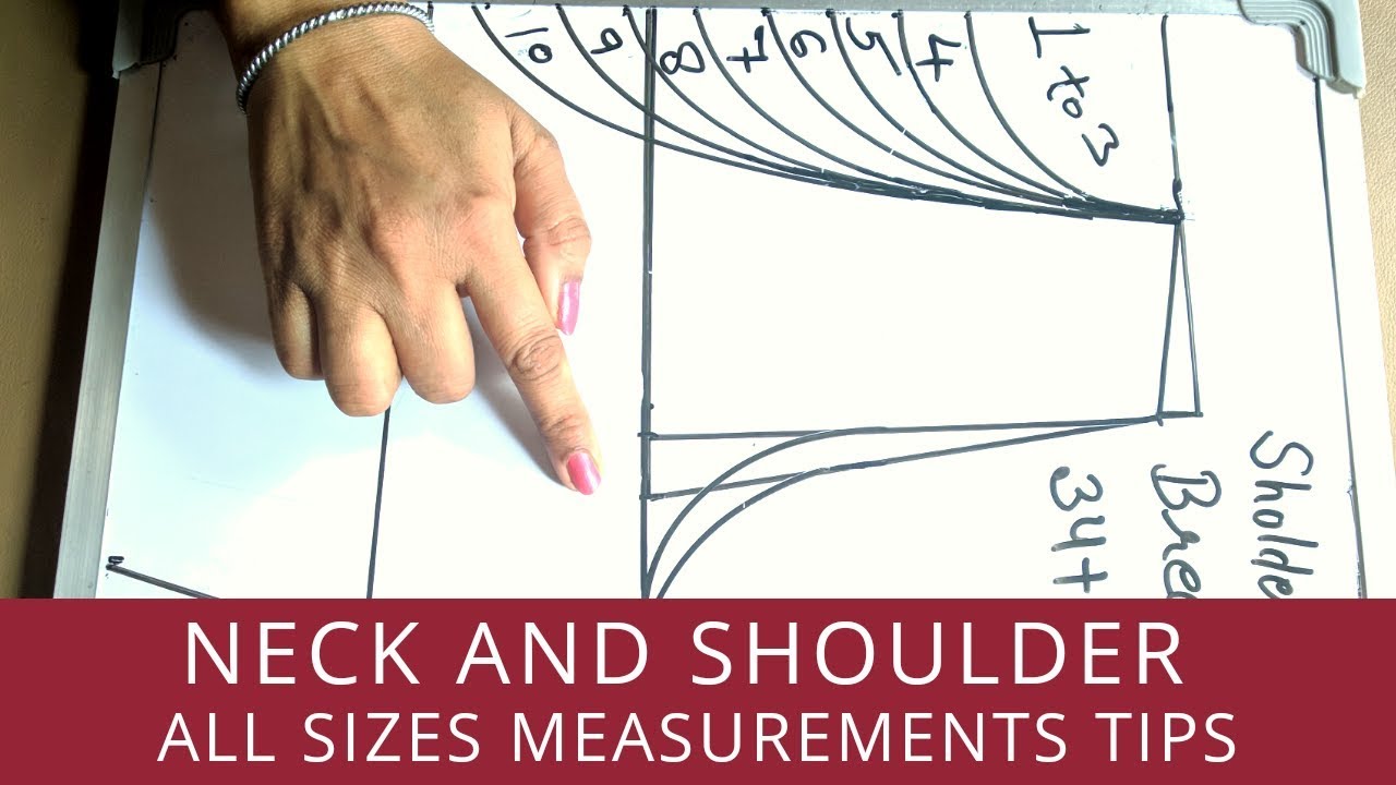 Neck and shoulders, all sizes measurements tips for neck, shoulder, armhole.