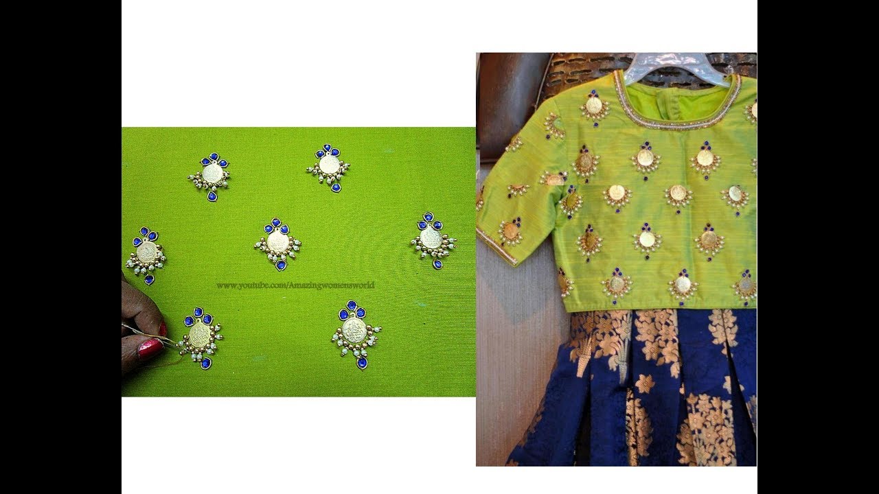 Aari / Hand Embroidery Coin / Kasu Work for Blouses / Tops - Step by Step Easy Way