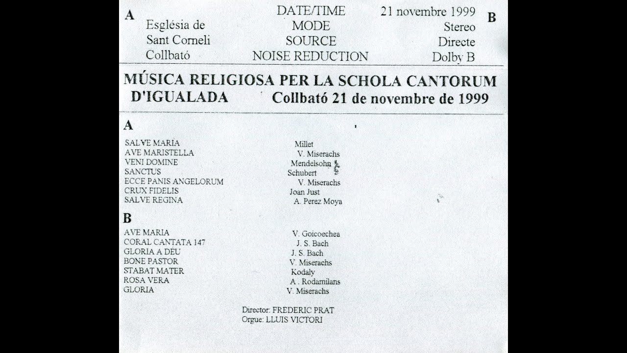 Gloria (bis del concierto) (Mosén Valentí Miserachs i Grau) – Schola Cantorum de Igualada (1999)
