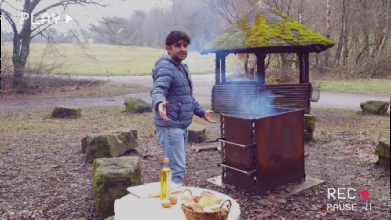 Almaniyada meşədə baliq qızartması/ Fisch braten im Wald/ Жареная рыба в лесу