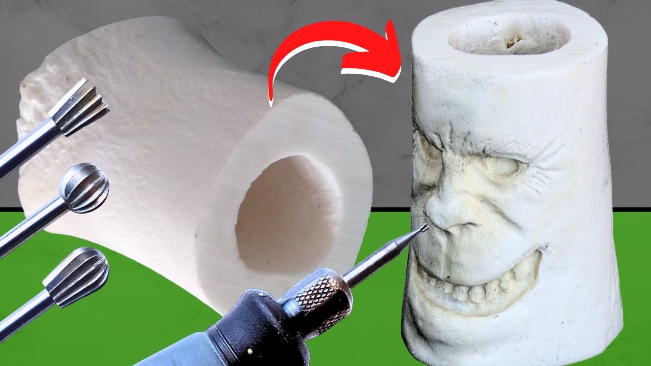 4 шага, чтобы вырезать ЛИЦО из кости с помощью DREMEL РЕЗЬБА ПО КОСТИ для начинающих, Очистить кость