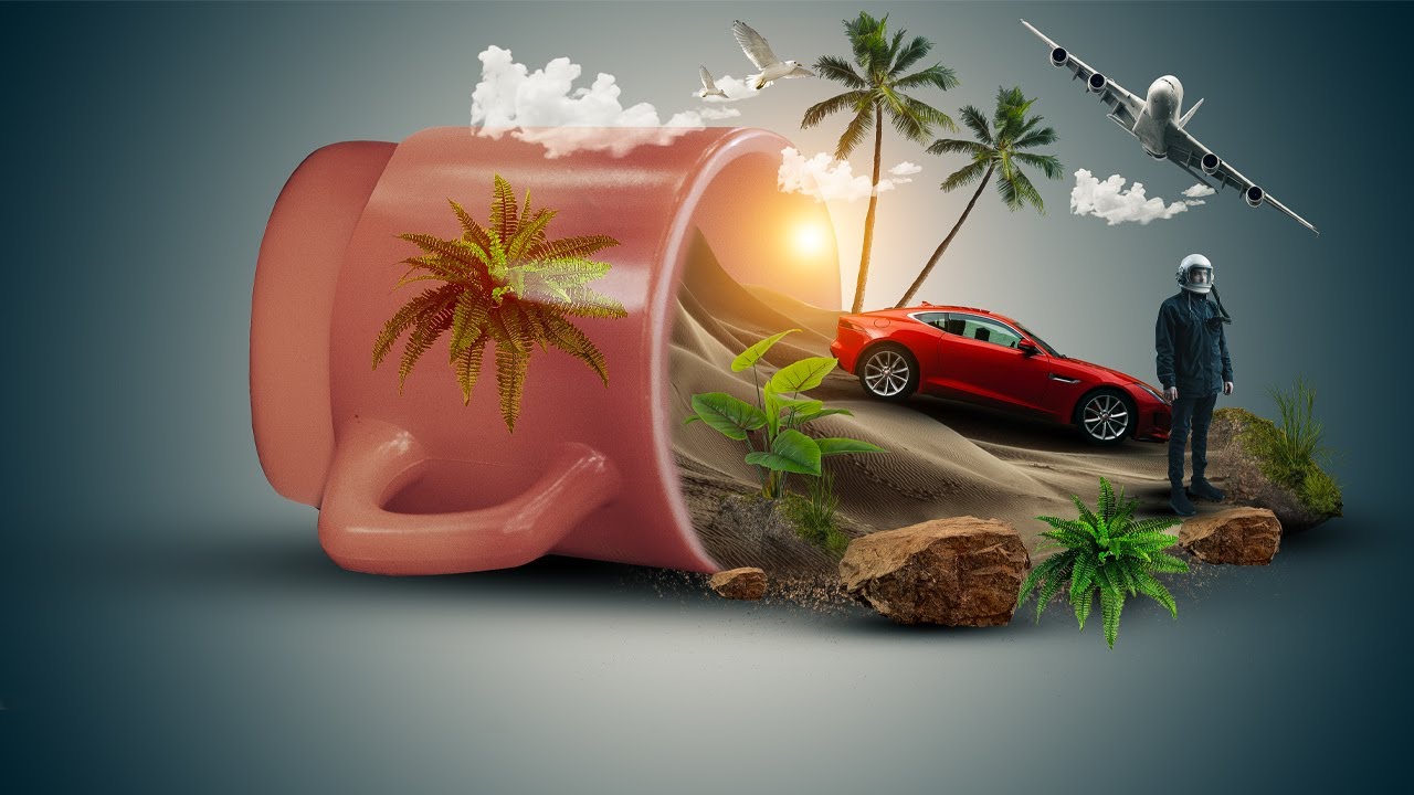 Cup 3D Digital Art Photoshop Manipulation And Tutorial