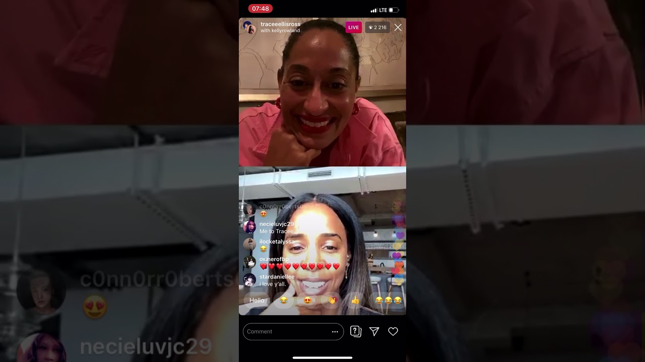 Tracee Ellis Ross and Kelly Rowland on a instagram call