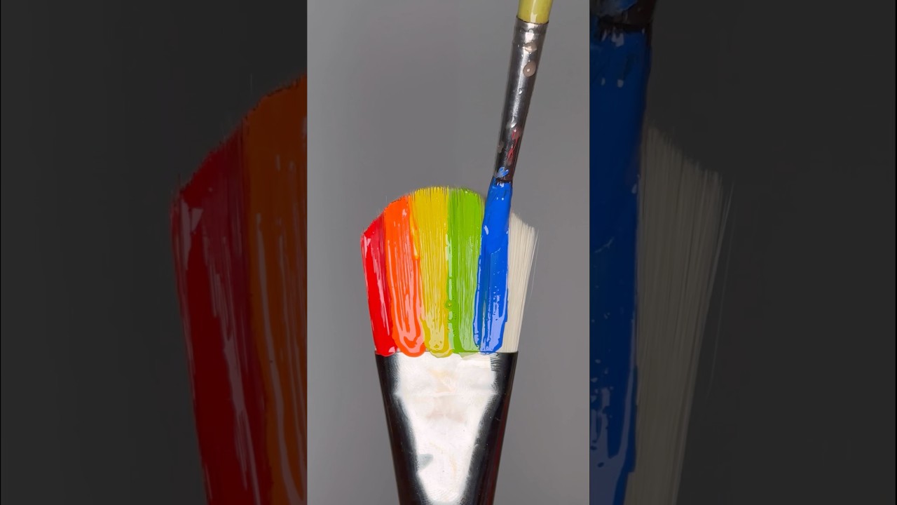 Let&rsquo;s Paint a Mirror with Rainbow Colors Using a Big Brush! 🌈 #artistomg