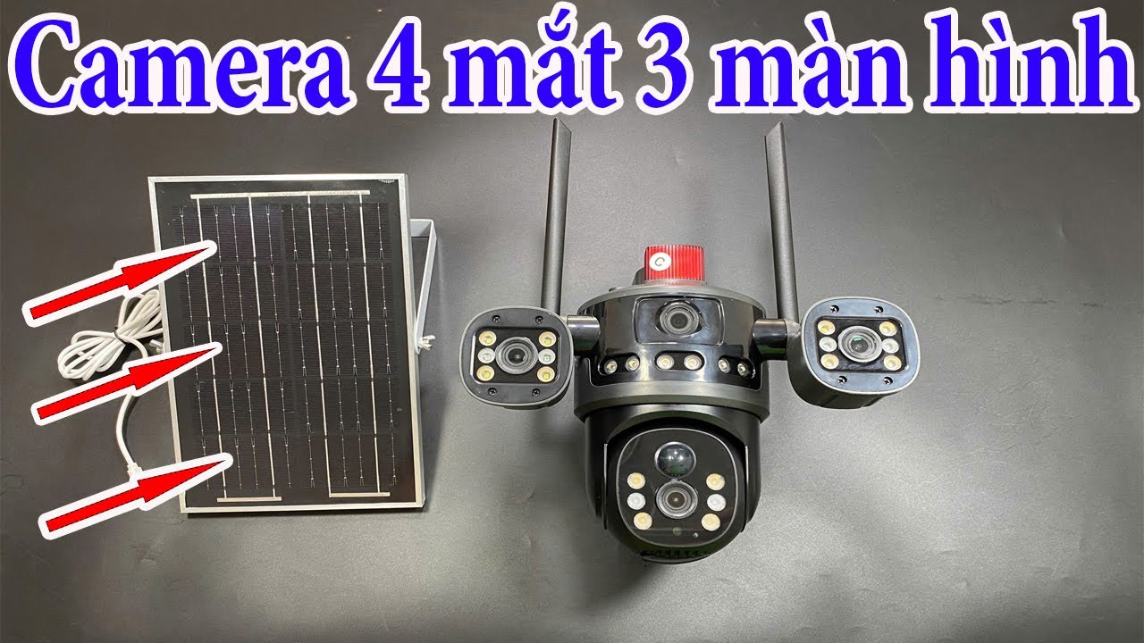 Camera năng lượng mặt trời 4 mắt PHIÊN BẢN MỚI , Nâng Cấp Góc Quay Rộng Hơn Và Hình Ảnh Rõ Nét