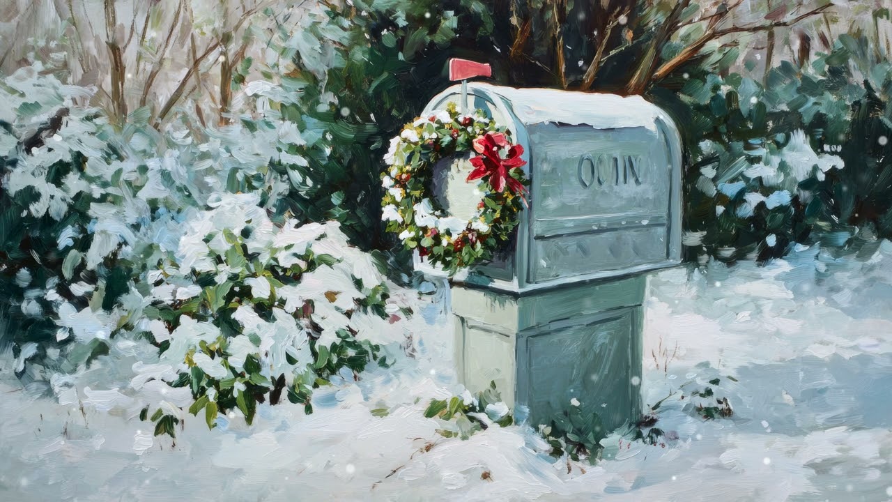 Animated Christmas Mailbox TV Art 4K 🌨️ Cozy Holiday Ambience | Festive Winter Decor Background