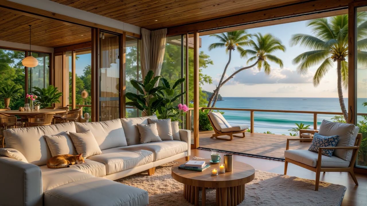 Where Mornings Breathe Softly — Ocean Breeze, Minimal Piano & Jazz Inside a Seaside Room