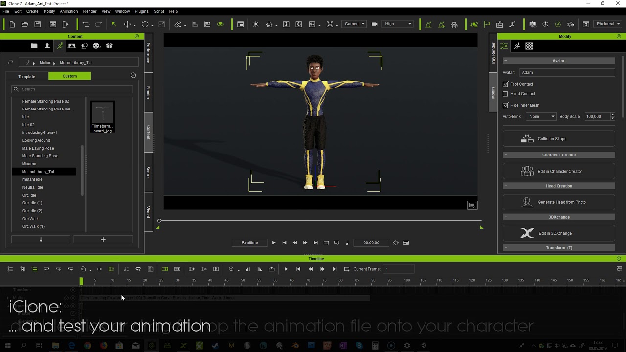 iClone7 / Rokoko - Import Motion Library Animations to iClone