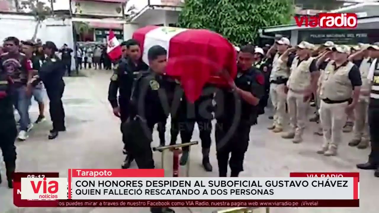 Con honores despiden al suboficial Gustavo Chávez Acuña quien falleció rescatando a dos personas
