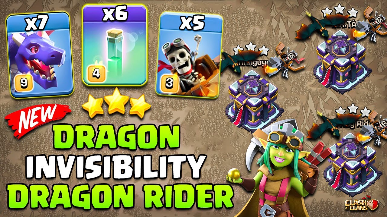 Dragon & Dragon Rider Attack With Invisibility Spell (100% Success) | Best TH15 Attack Strategy COC