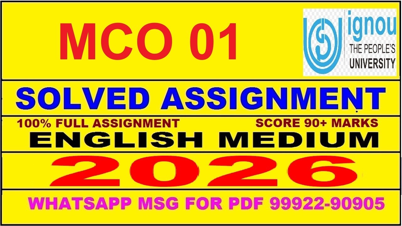 MCO 01 solved assignment 2026 in English || mco 01 solved assignment 2026 || ignou mco01 2026